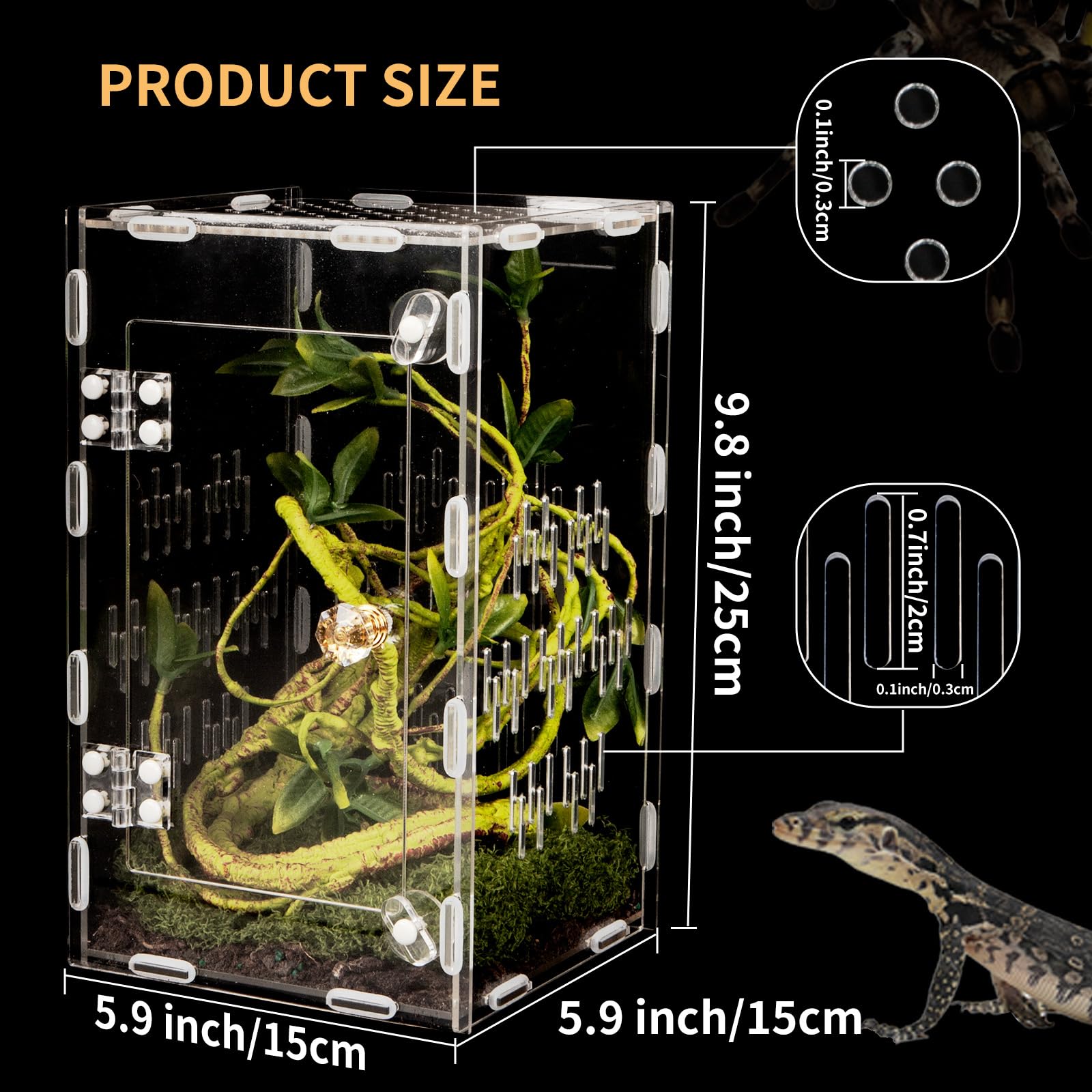 Orekemo terrarium 360-view showcasing unobstructed pet visibility