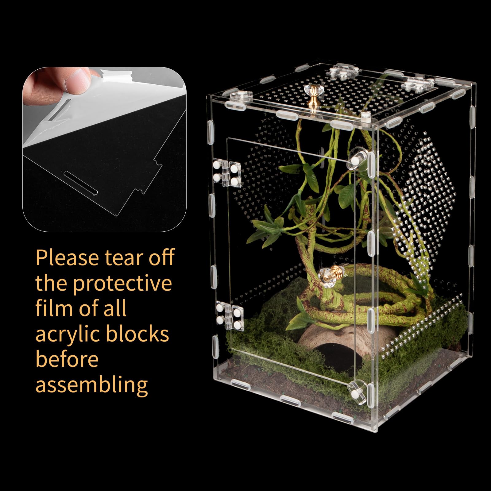 Orekemo acrylic reptile terrarium dual-access design eases feeding and cleaning.