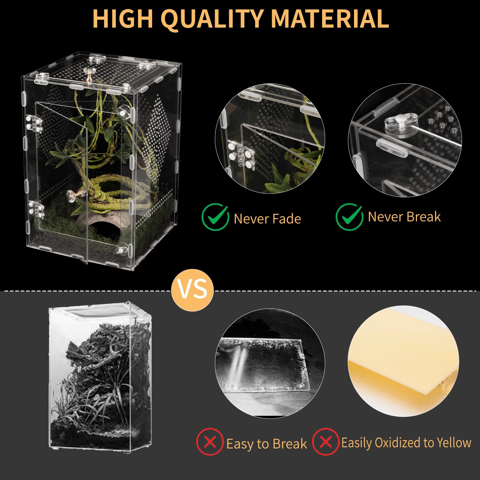 Orekemo acrylic reptile terrarium protective film removal step ensures clear panels.