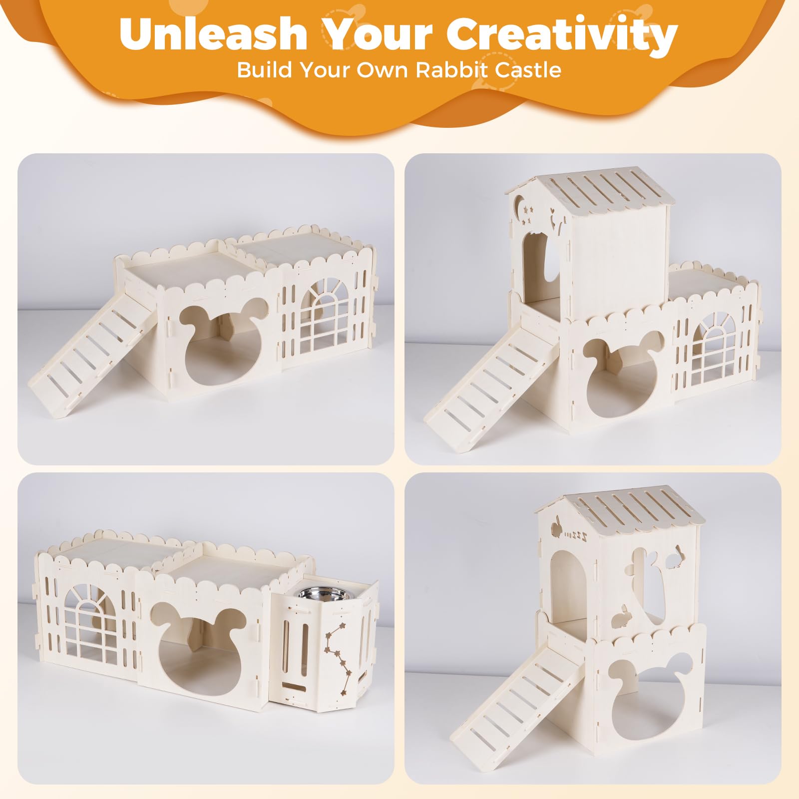 Orekemo extra-large rabbit house in-cage usage creates a safe, cozy habitat.