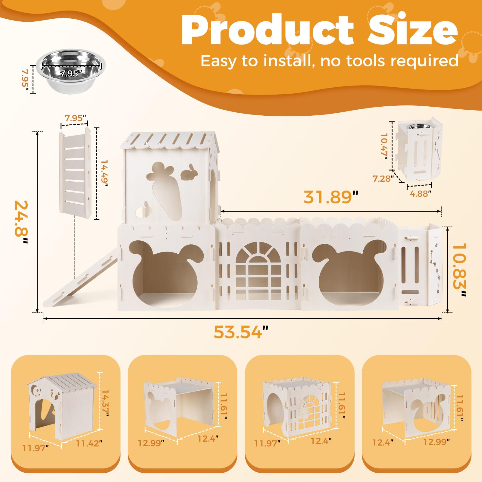 Orekemo extra-large rabbit house slide adds playful entry for buns.