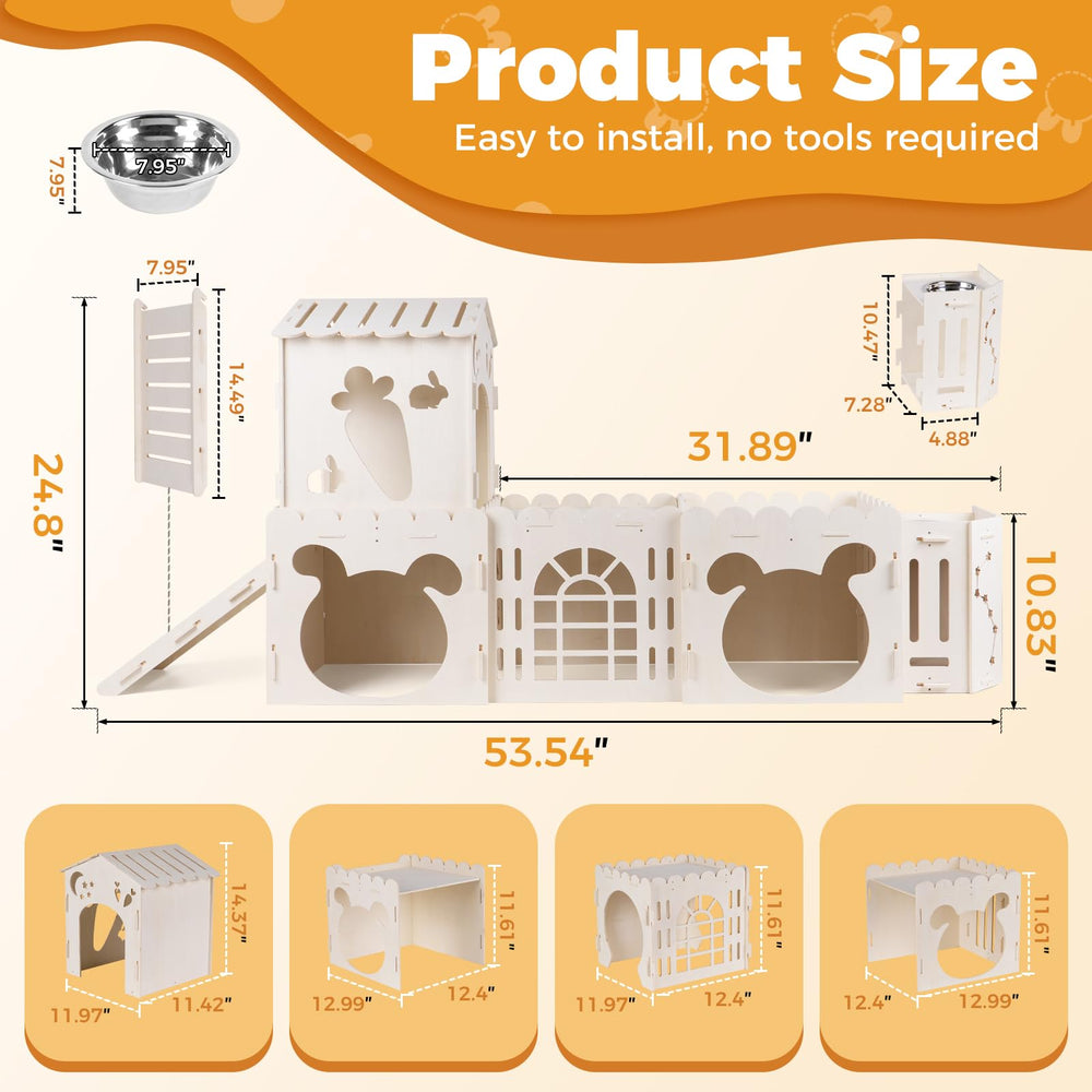 Orekemo extra-large rabbit house slide adds playful entry for buns.