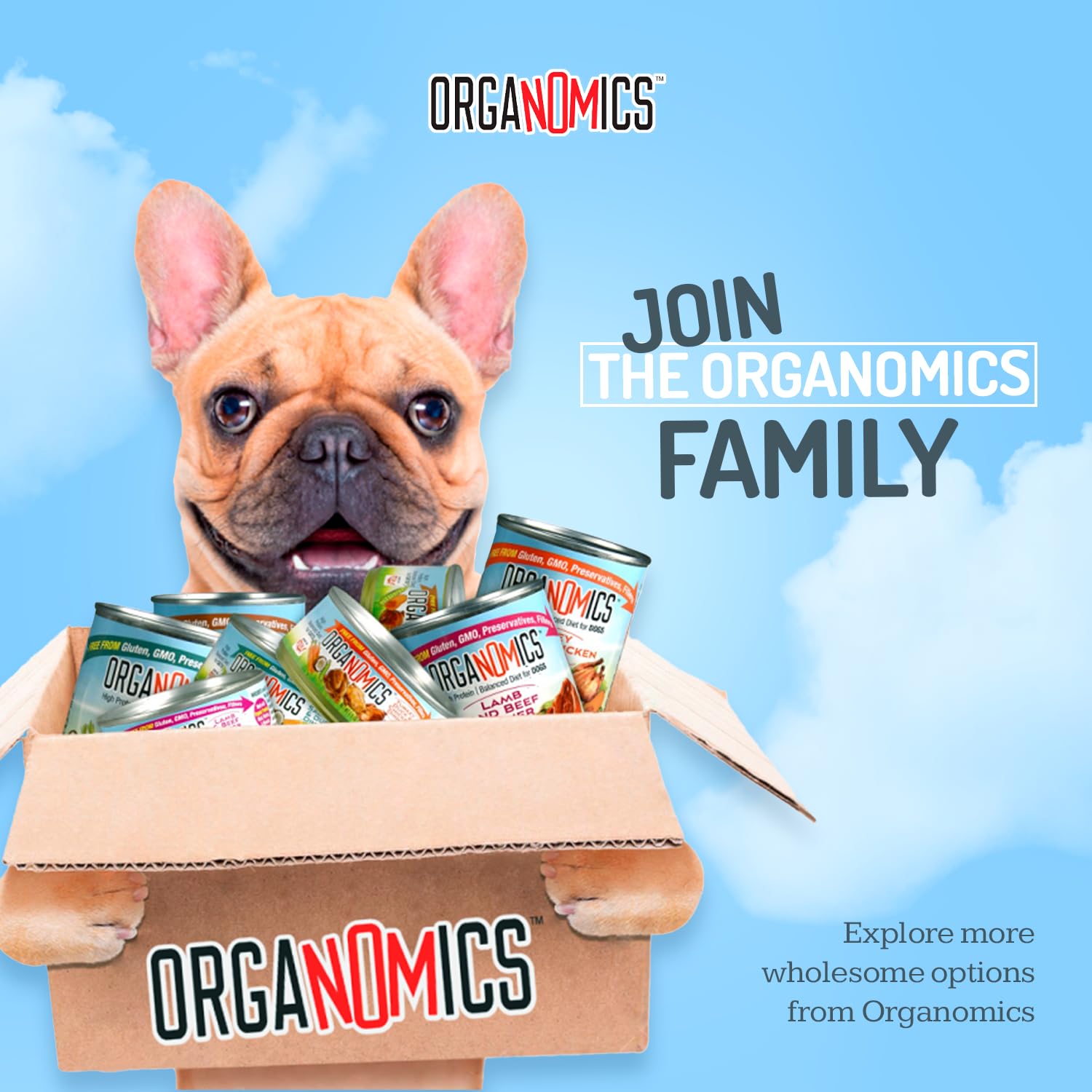OrgaNOMics dogs-mealtime-serving image suggests convenient 12.5 oz portions for daily feeding.