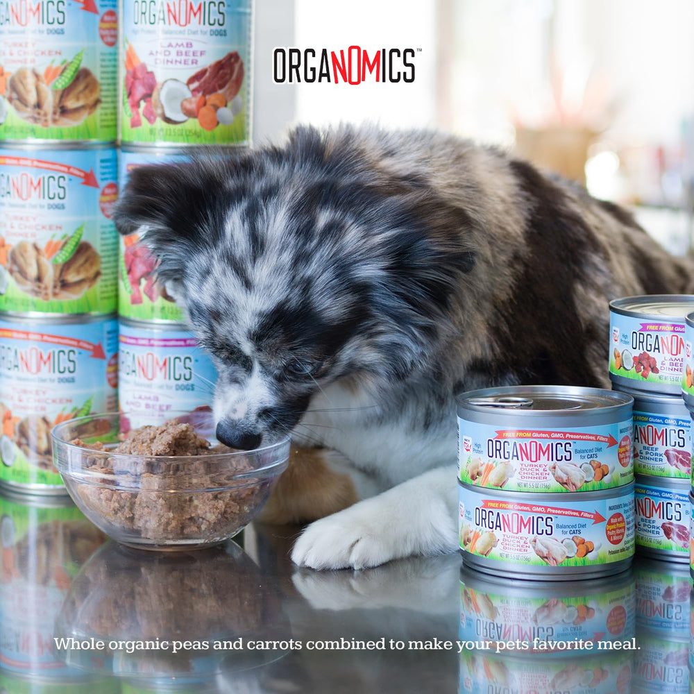 OrgaNOMics exotic-protein-blend-salmon-duck shows varied meals dogs may enjoy during dinners.