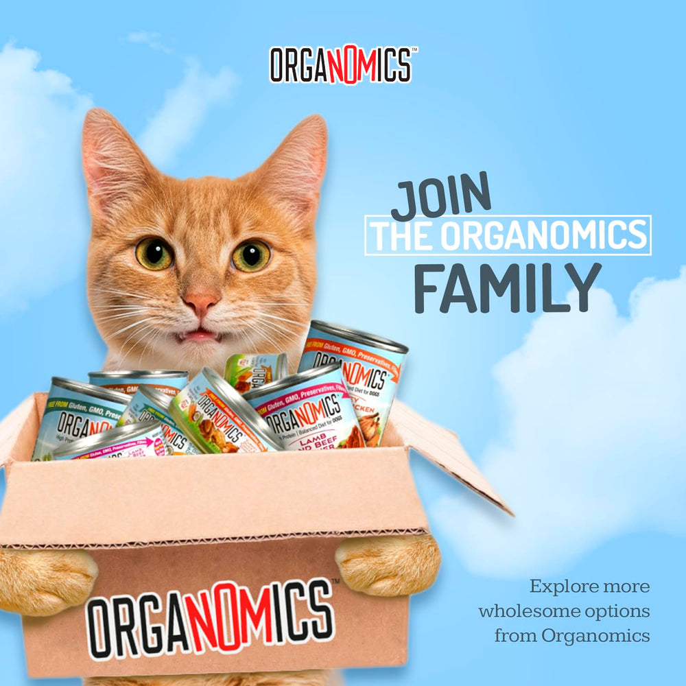OrgaNOMics Lamb & Beef Dinner BPA-free can emphasizes safety and daily meals