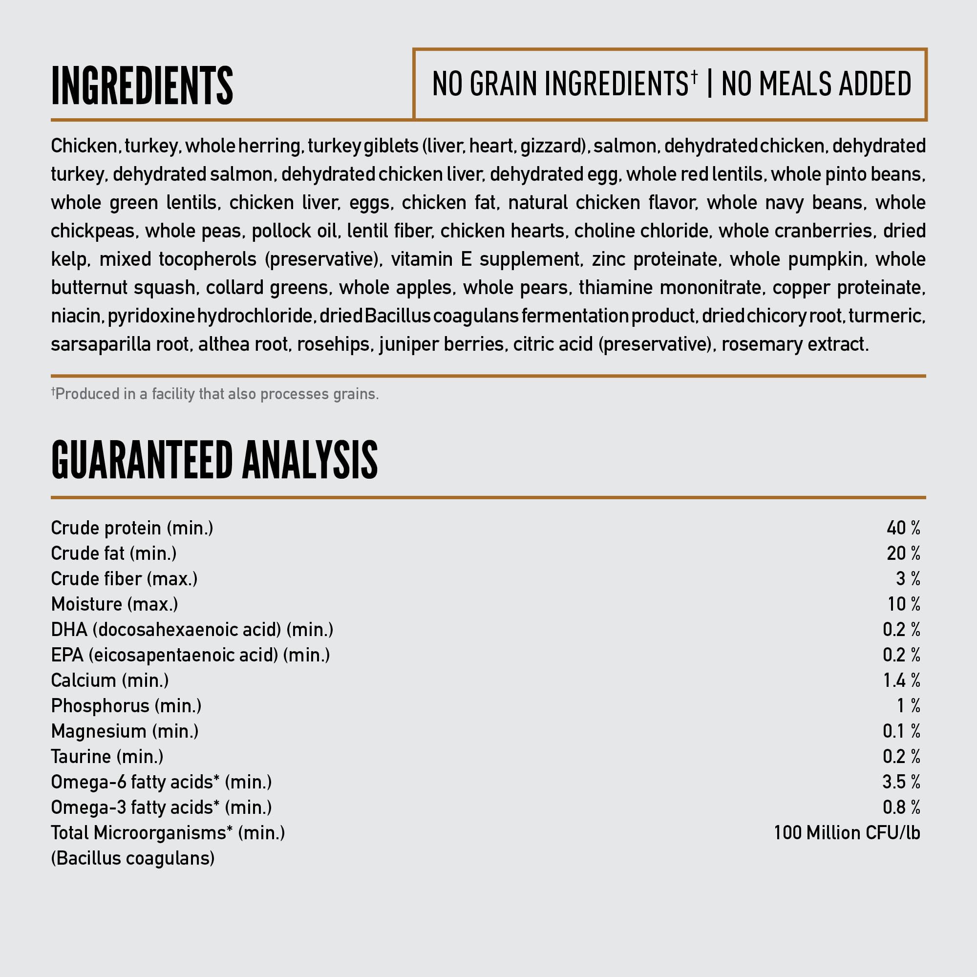 ORIJEN probiotics support digestion and gut health in adult cats.
