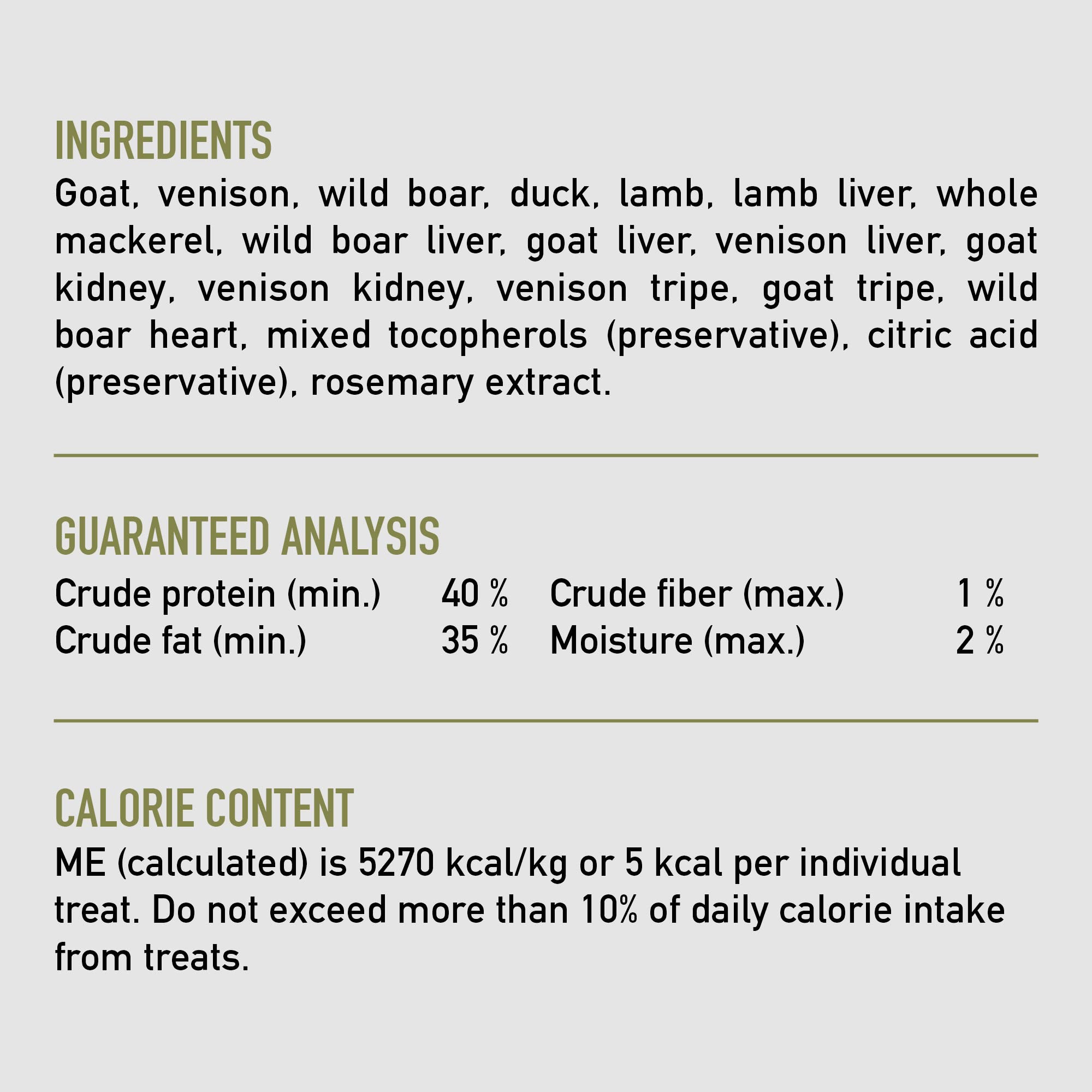 ORIJEN Tundra nutrition info: up to 99 percent animal ingredients for protein-rich treats