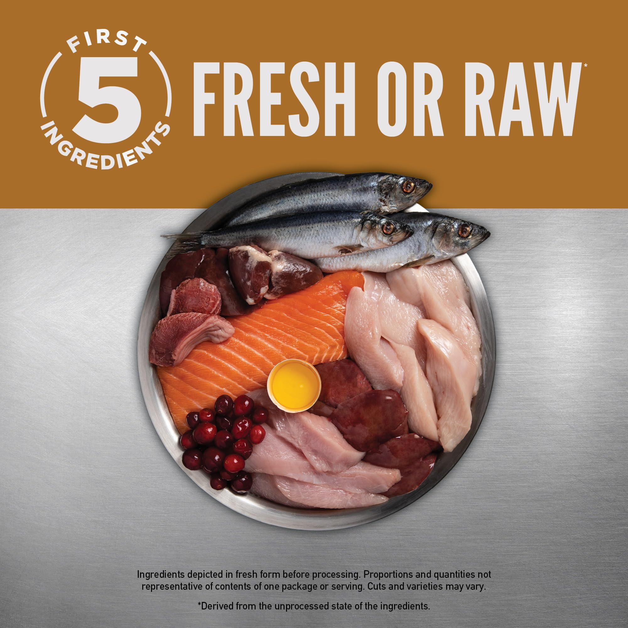 ORIJEN WholePrey includes whole mackerel and turkey giblets for natural nutrient balance.