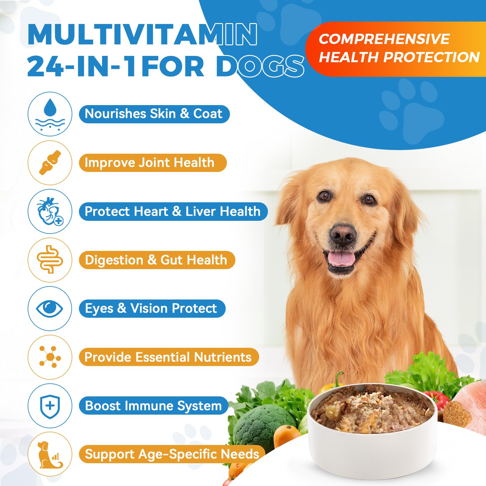 Oritess dog vitamins chews closeup highlights tasty soft-bite texture and palatability.