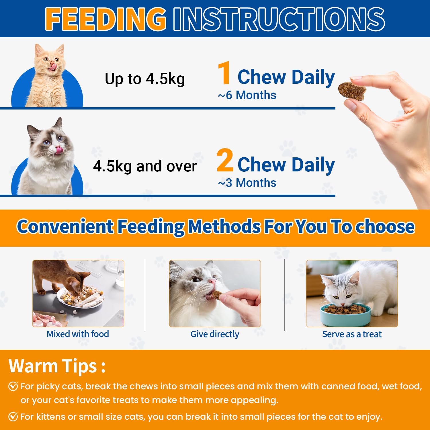 Oritess kitten to senior safe chews scene conveys inclusive cat care.