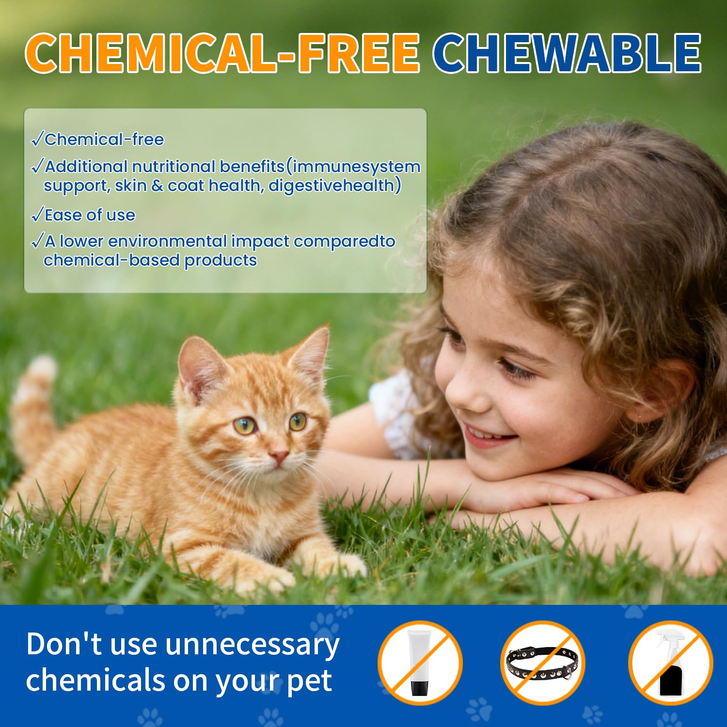 Oritess soft chews Chicken flavor closeup highlights palatable protection for cats.