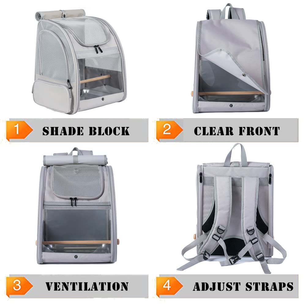 orizzp bird backpack clear front panel allows visibility during travel