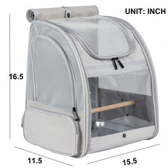 orizzp bird backpack interior includes wooden standing perch for stable perching