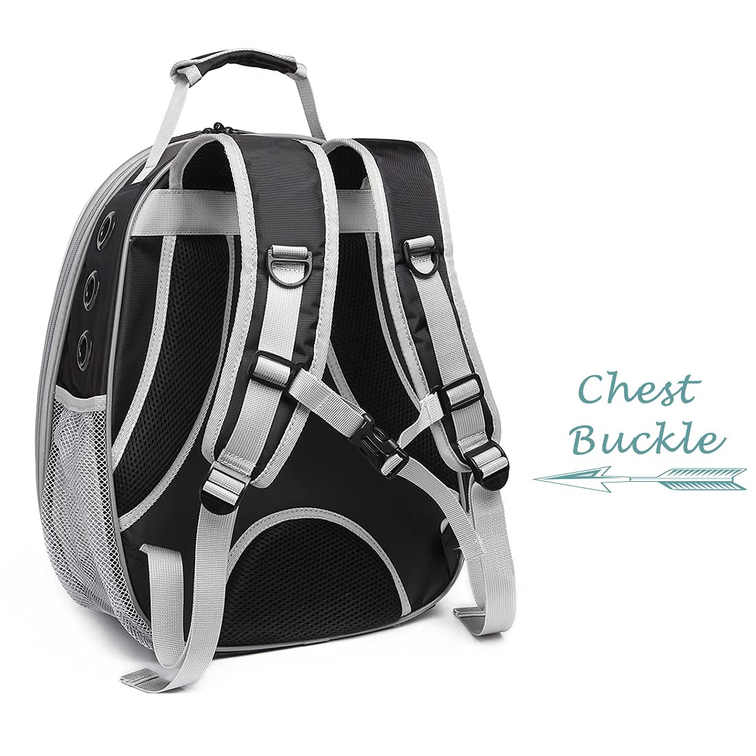 ORIZZP Bubble Cat Carrier Backpack features adjustable shoulder straps with chest buckle for security.