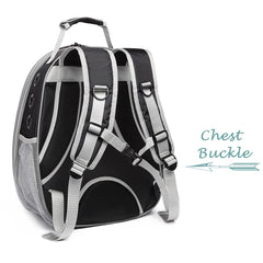 ORIZZP Bubble Cat Carrier Backpack features adjustable shoulder straps with chest buckle for security.