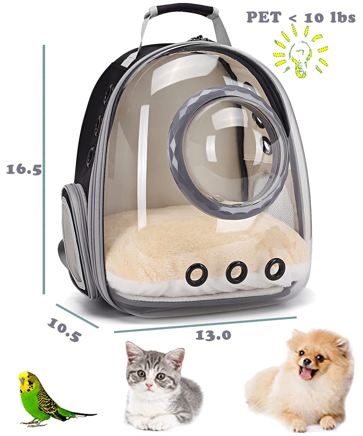 ORIZZP Bubble Cat Carrier Backpack in green, airline-approved for small pets.