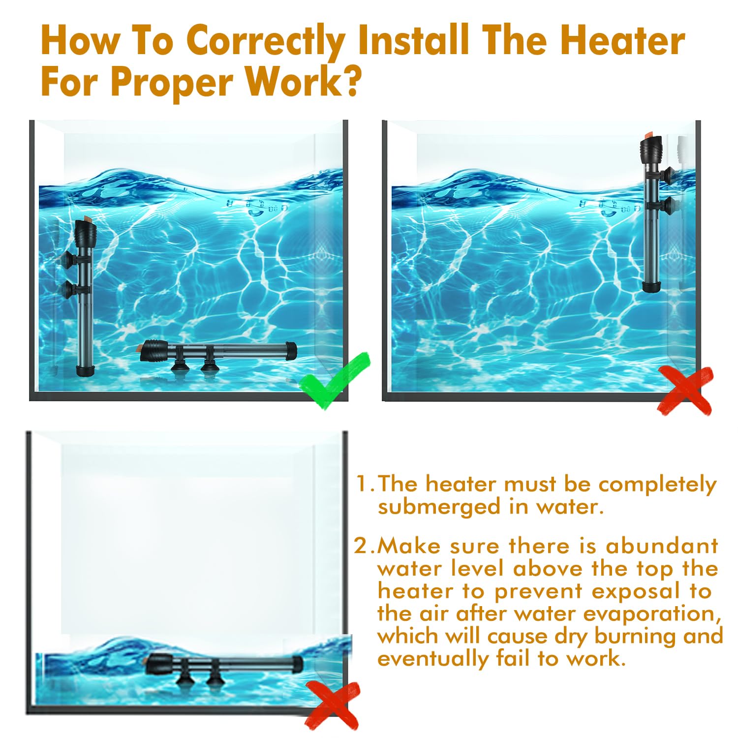Orlushy free thermometer included to monitor aquarium temperatures quickly.