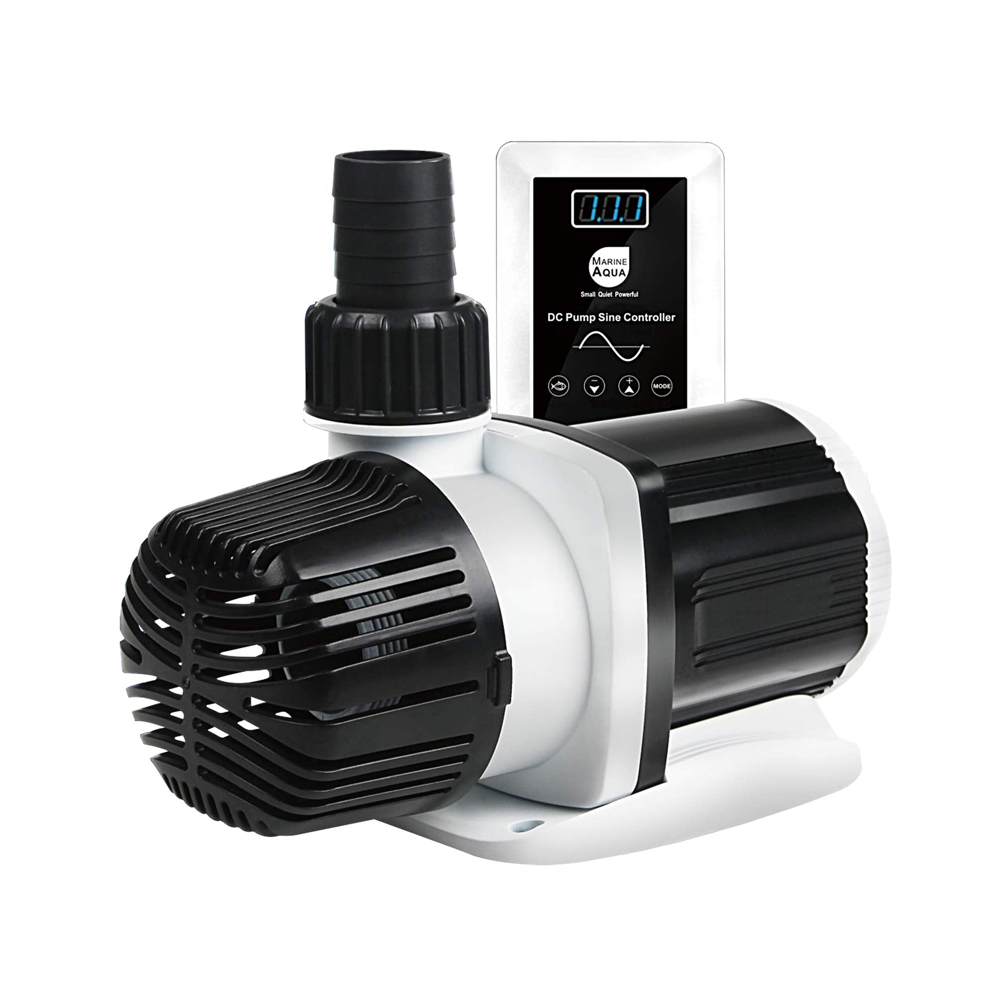 Orlushy DC-4000 Silent Swirl pump side view, highlighting quiet operation for reef tanks.