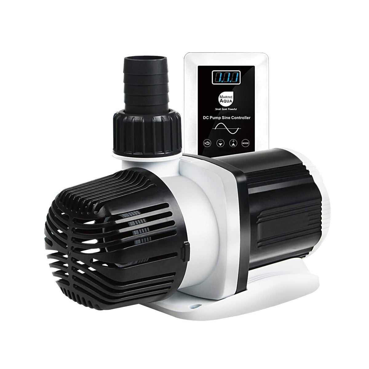 Orlushy DC-4000 Silent Swirl pump side view, highlighting quiet operation for reef tanks.