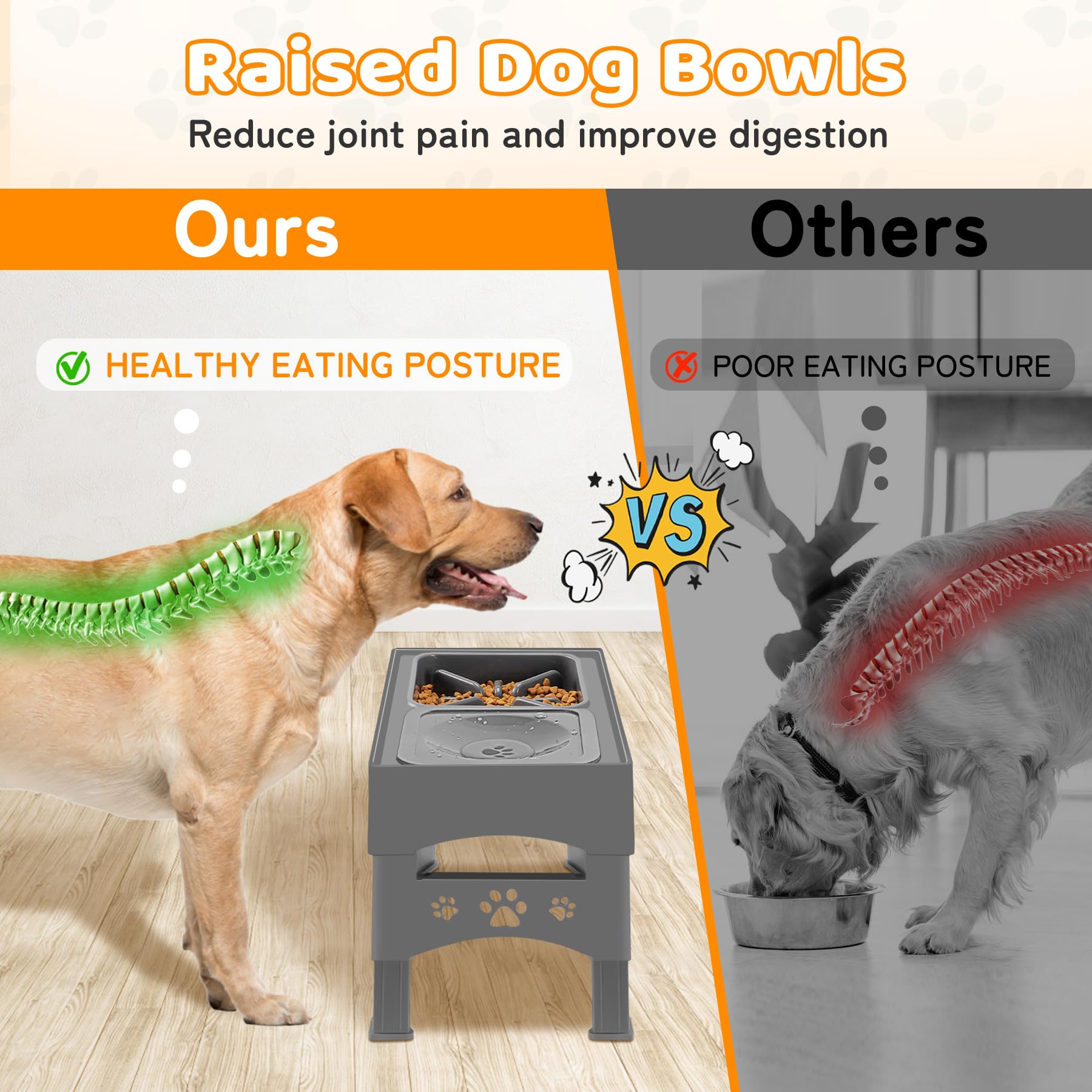 Ormalla four-height adjustable dog bowl for growing dogs
