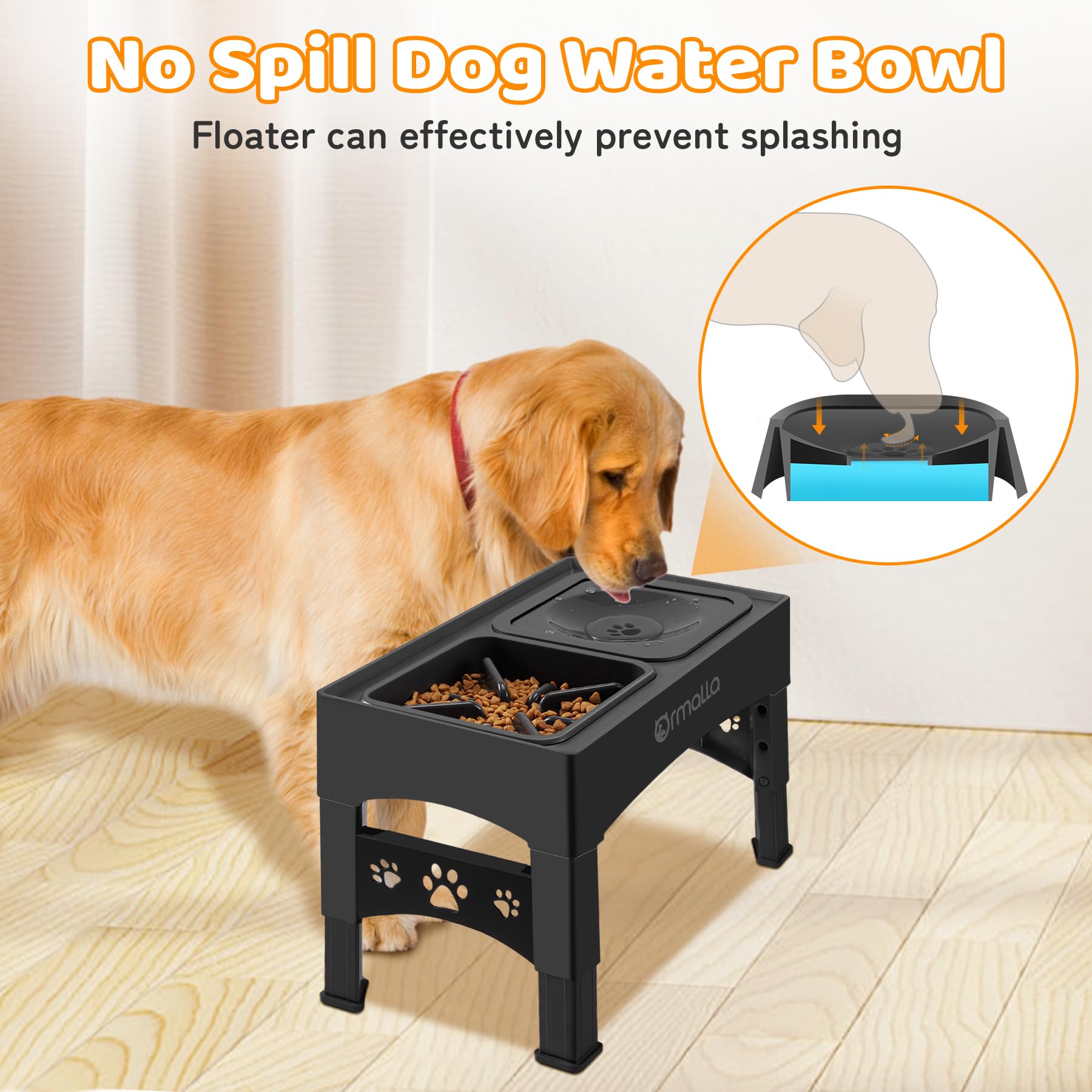 Ormalla puppy-to-senior height range fits dogs of all sizes.