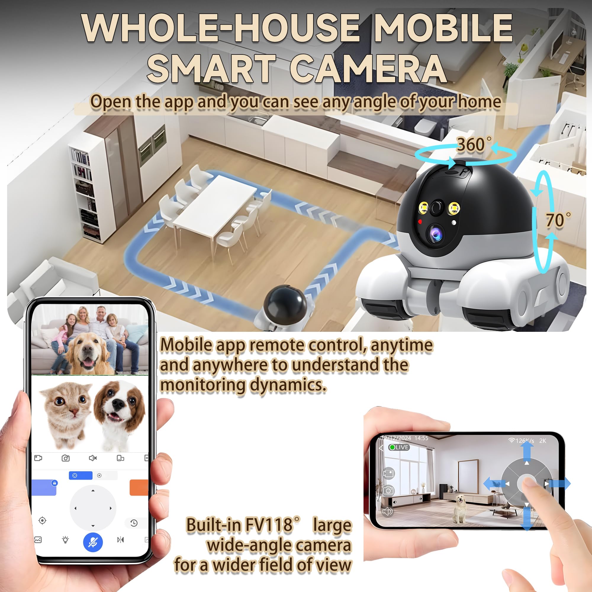 OROMVO Pet Camera color night vision delivers clear footage after dark.
