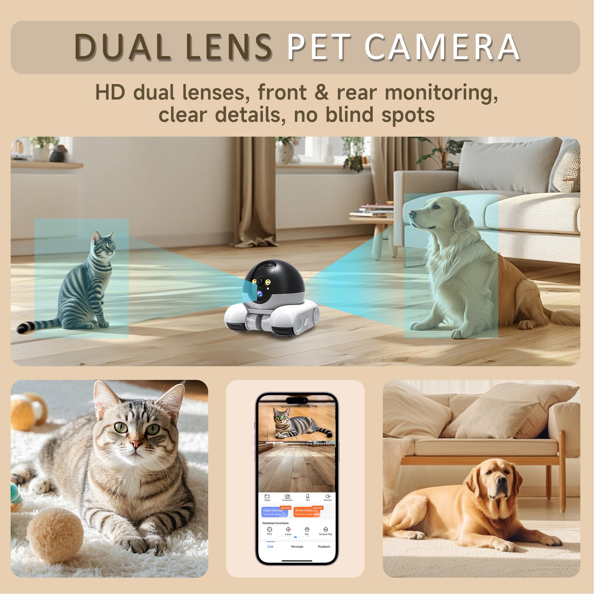 OROMVO Pet Camera extended battery supports all-day, reliable monitoring.