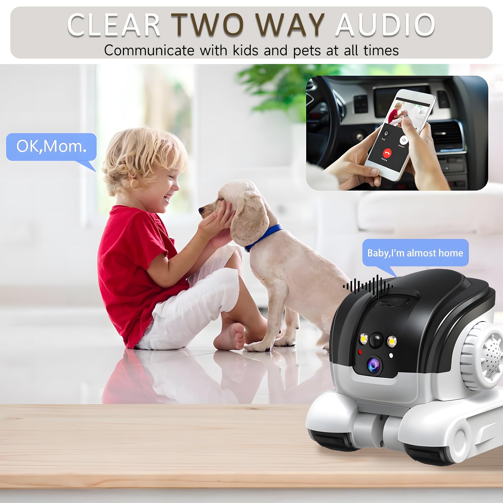 OROMVO Pet Camera motion detection AI detects activity for alerts.