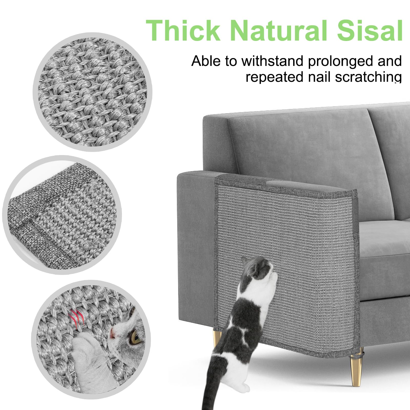 Close-up of durable sisal fibers delivering satisfying scratching for cats
