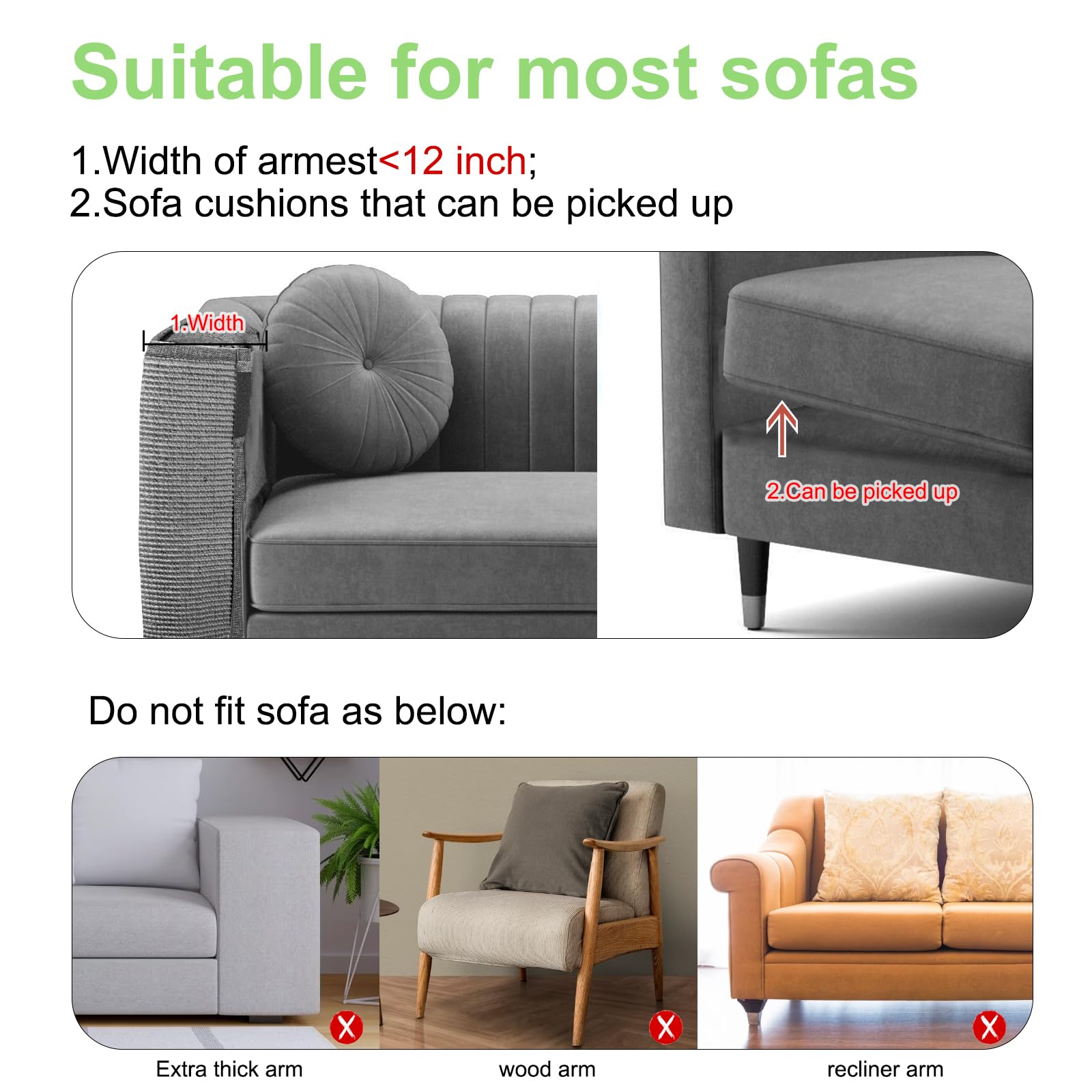 Velcro straps secure around sofa legs for quick, stable fit