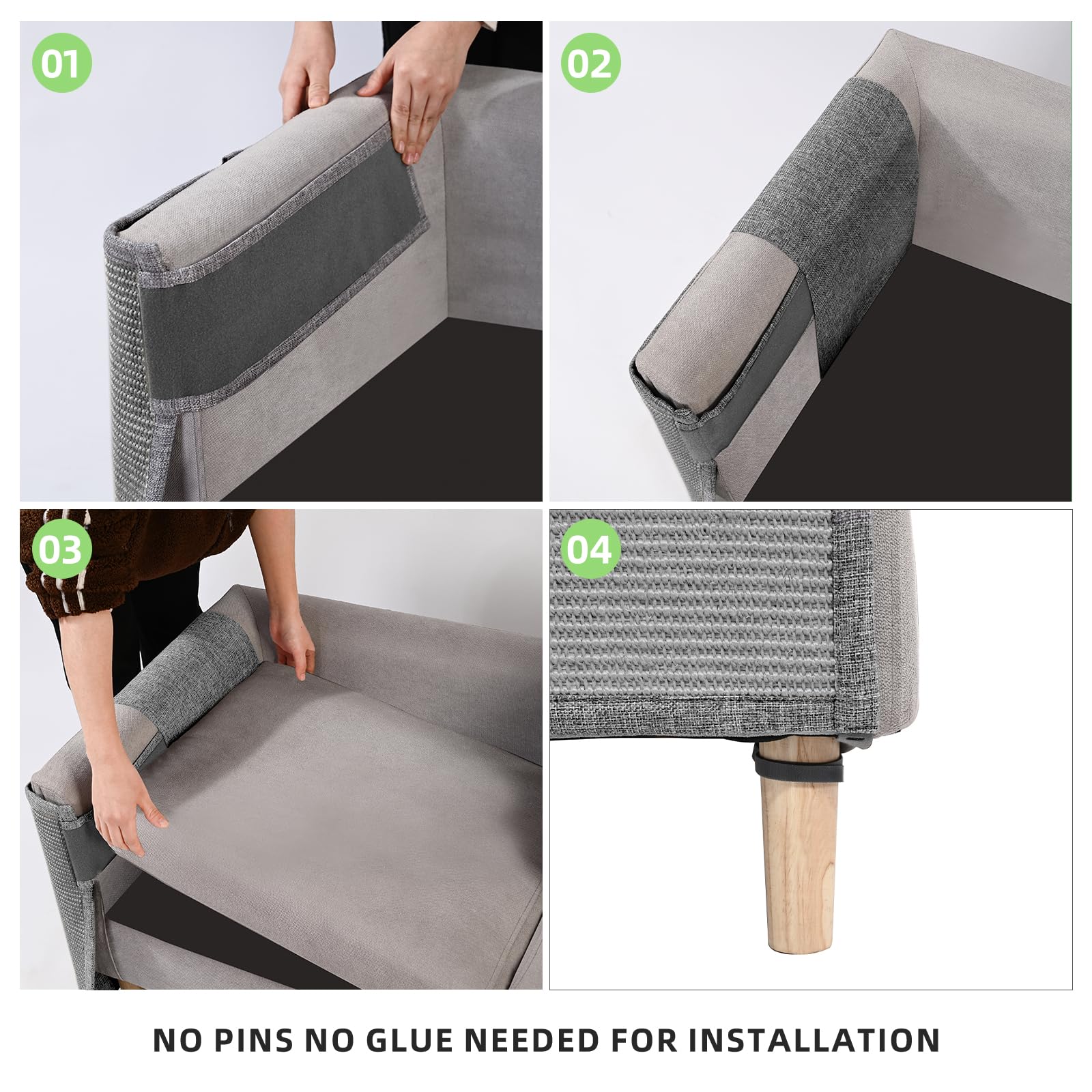 Grey fabric blends with decor while providing practical furniture protection