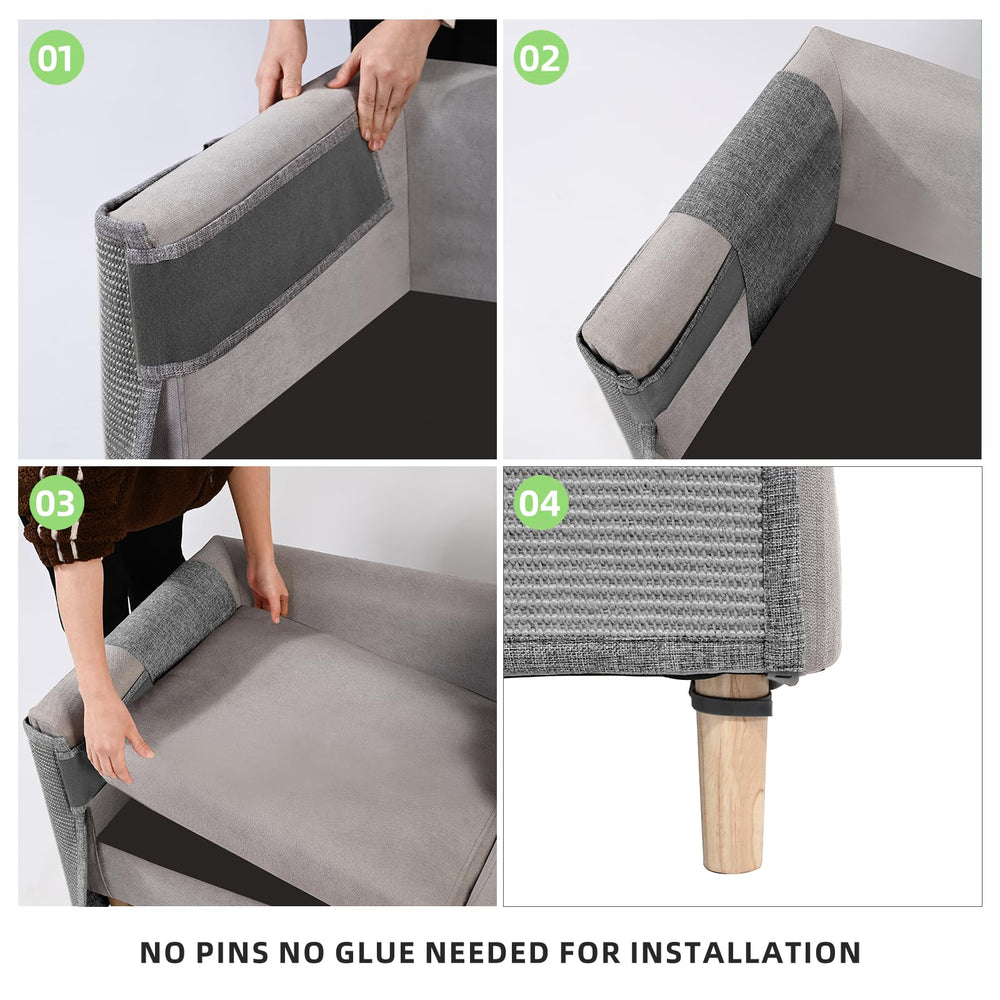 Grey fabric blends with decor while providing practical furniture protection