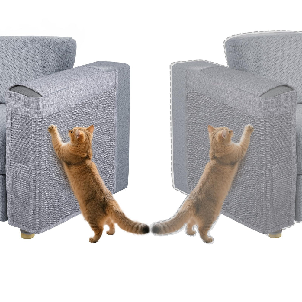 Oroonoko Cat Scratch Couch Protector ambidextrous design on sofa demonstrates universal fit