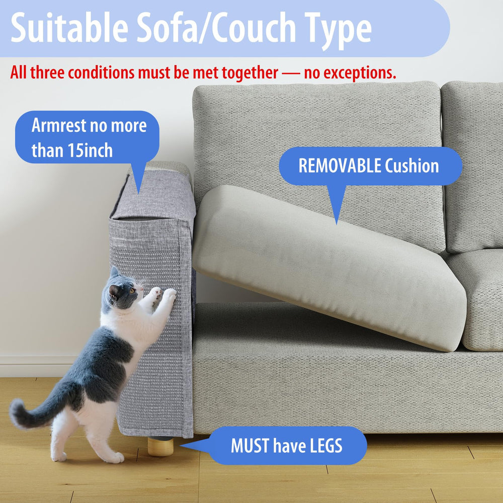 Oroonoko Cat Scratch Couch Protector anti-slip leg strap anchors securely for stability
