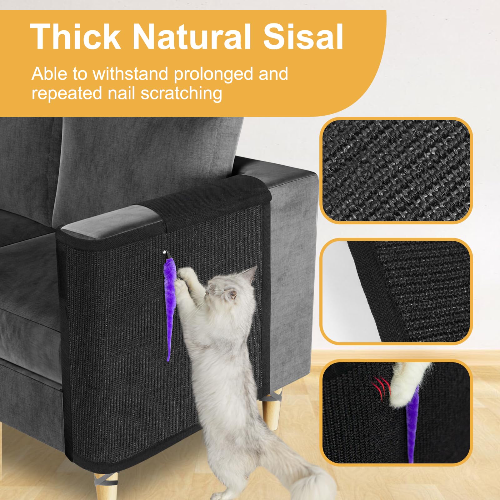 Oroonoko Cat Scratch Couch Protector toy included encourages play while redirecting scratching.