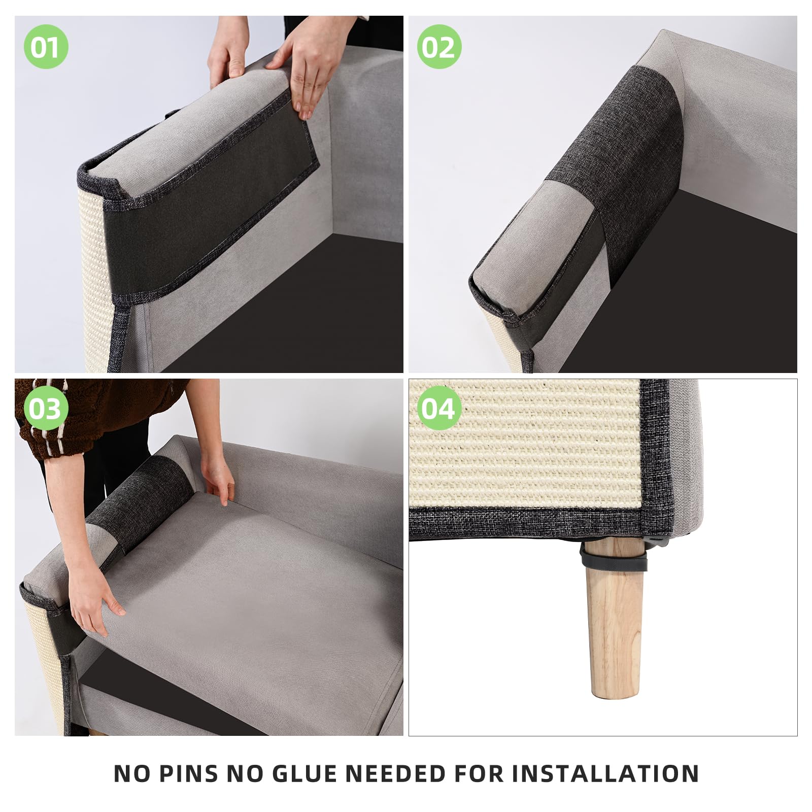 Oroonoko Cat Scratch Sofa Protector easy installation without altering furniture appearance.