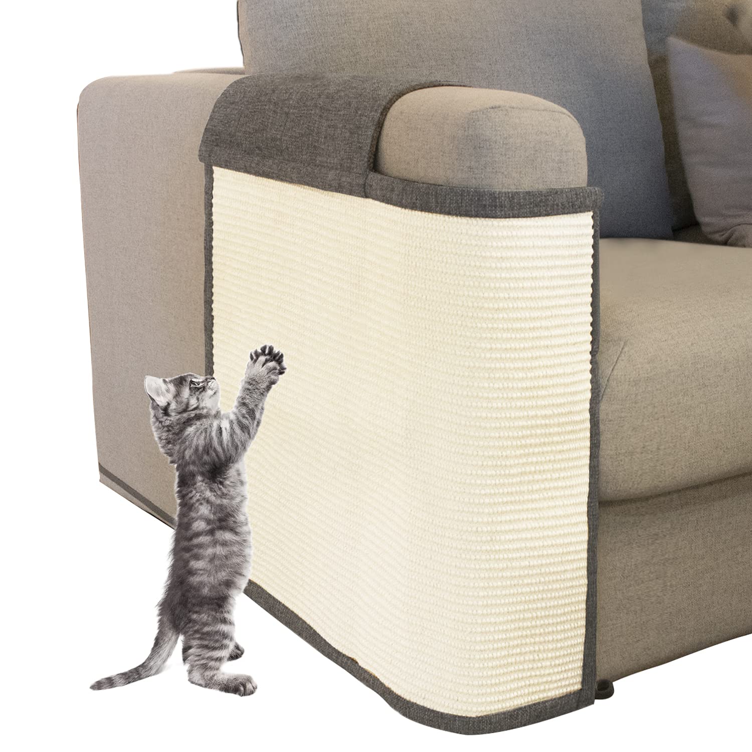 Oroonoko Cat Scratch Sofa Protector sisal closeup shows a durable, long-lasting scratching surface.
