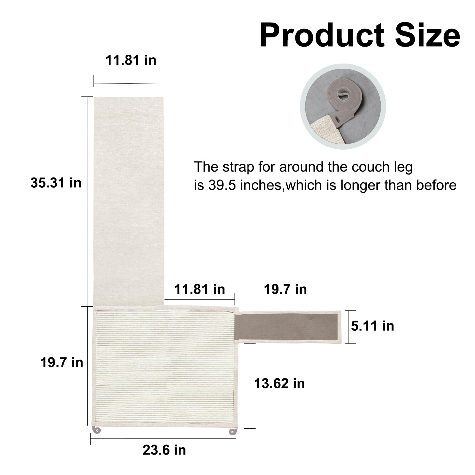 Oroonoko natural sisal texture closeup shows durable scratching surface for indoor cats.