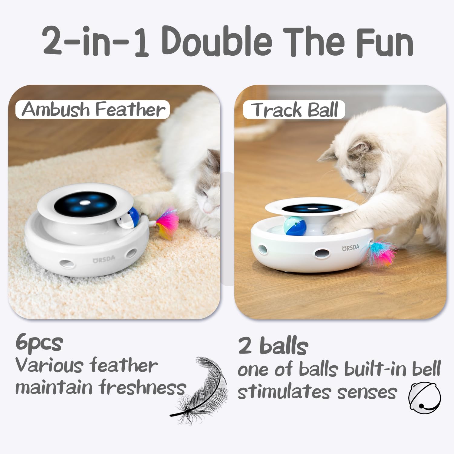 ORSDA ambush electronic cat toy feathers for batting and pouncing