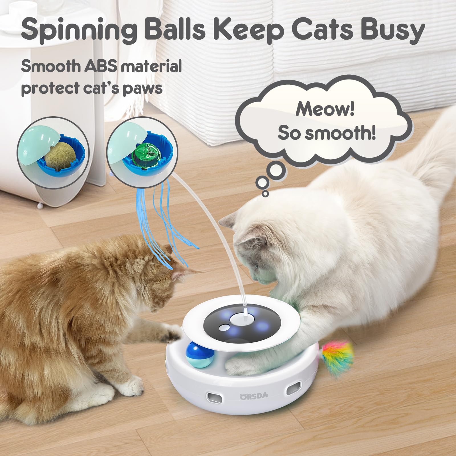ORSDA cat toy ABS construction keeps paws safe during play