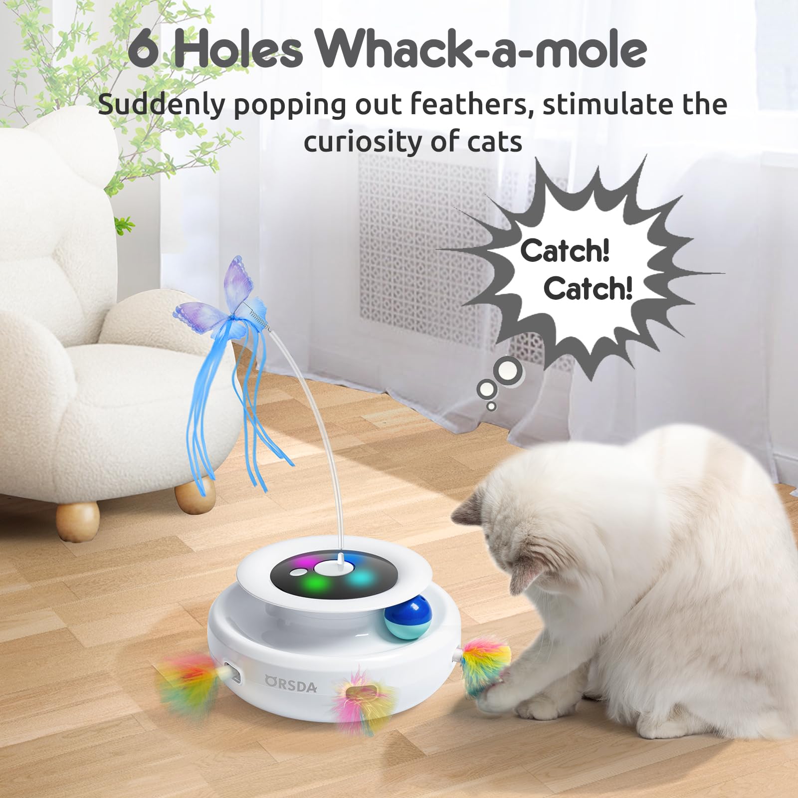 ORSDA cat toy safe fabric butterfly minimizes sharp edges for gentle play