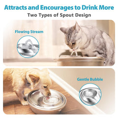 ORSDA cat water fountain top spouts dual-types for different pet preferences.