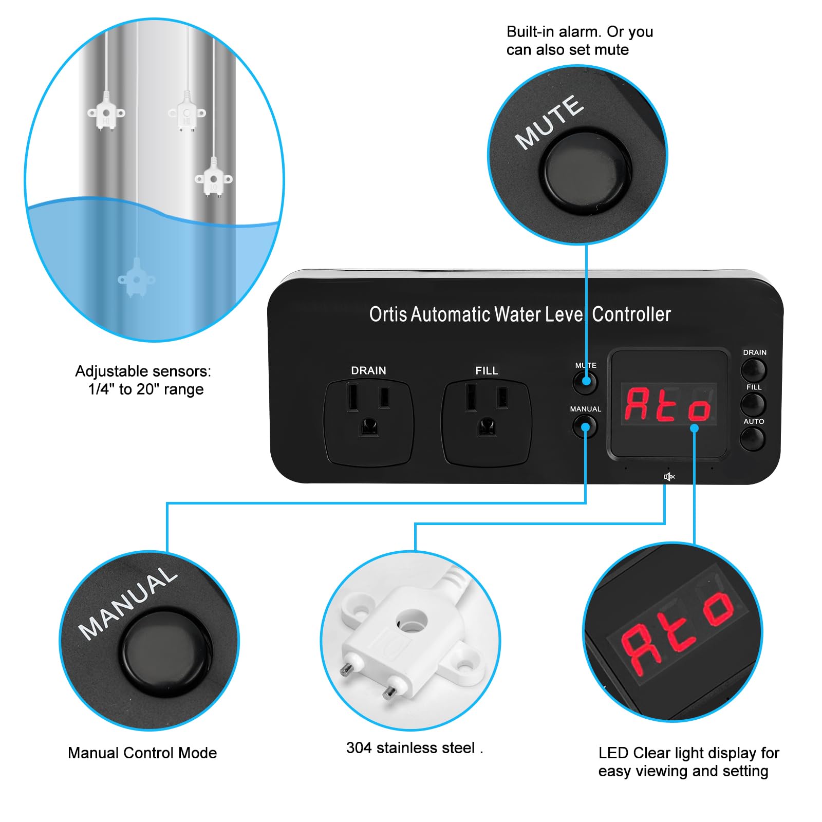Ortis anti-overflow protection with LED display helps prevent floods and easy setup.