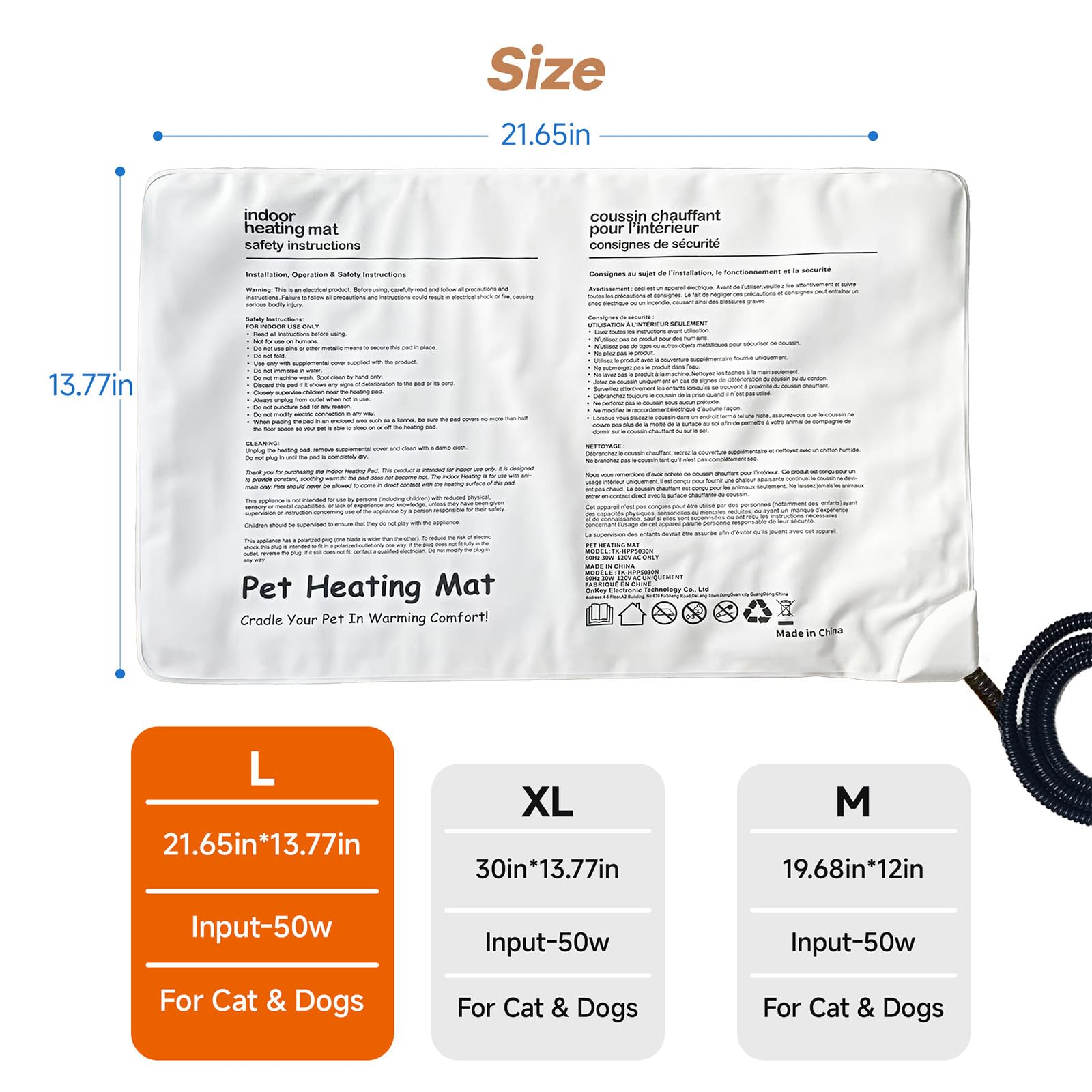 Ortri cat heating pad auto temperature control maintains comfortable warmth