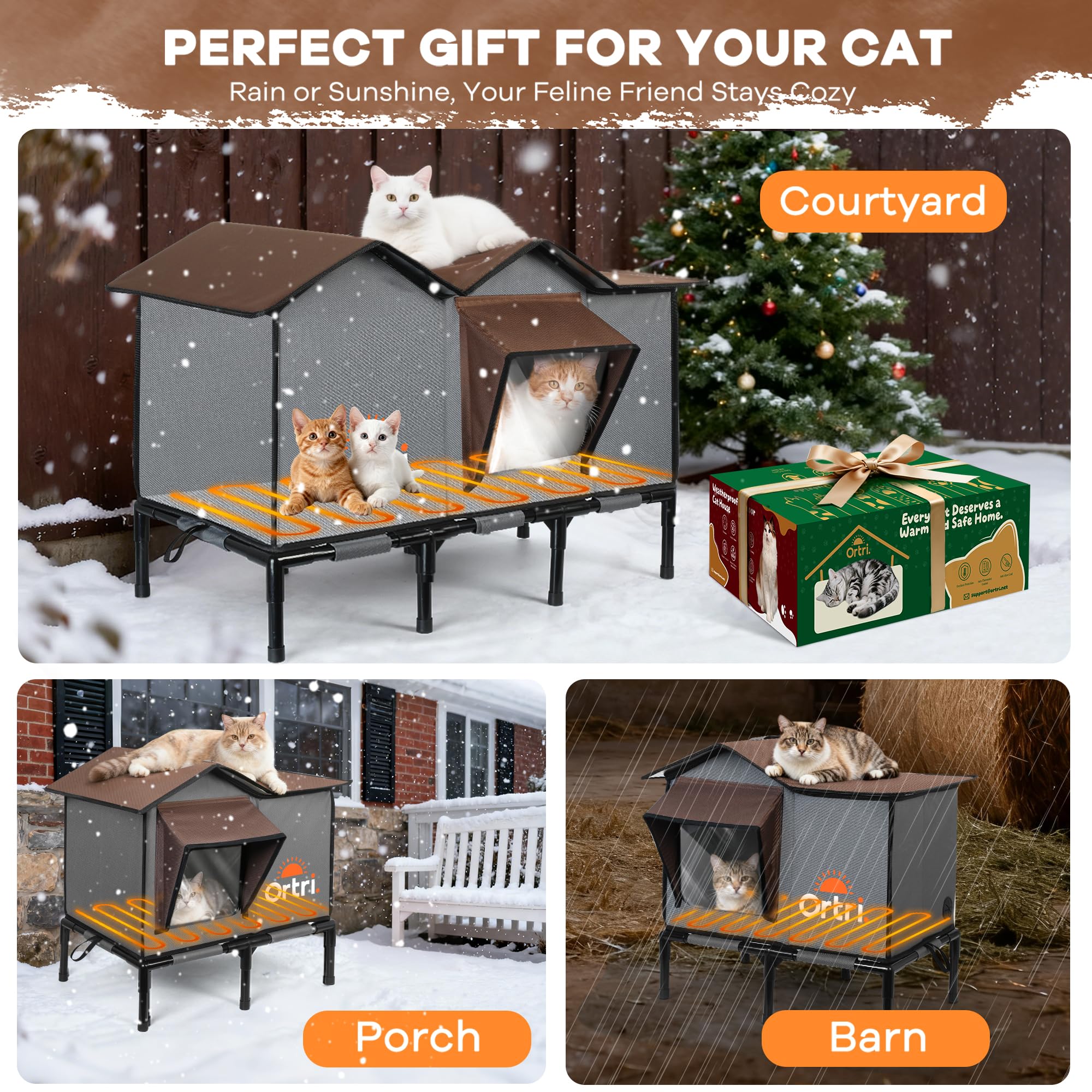 Ortri outdoor cat house foldable design for easy transport and storage