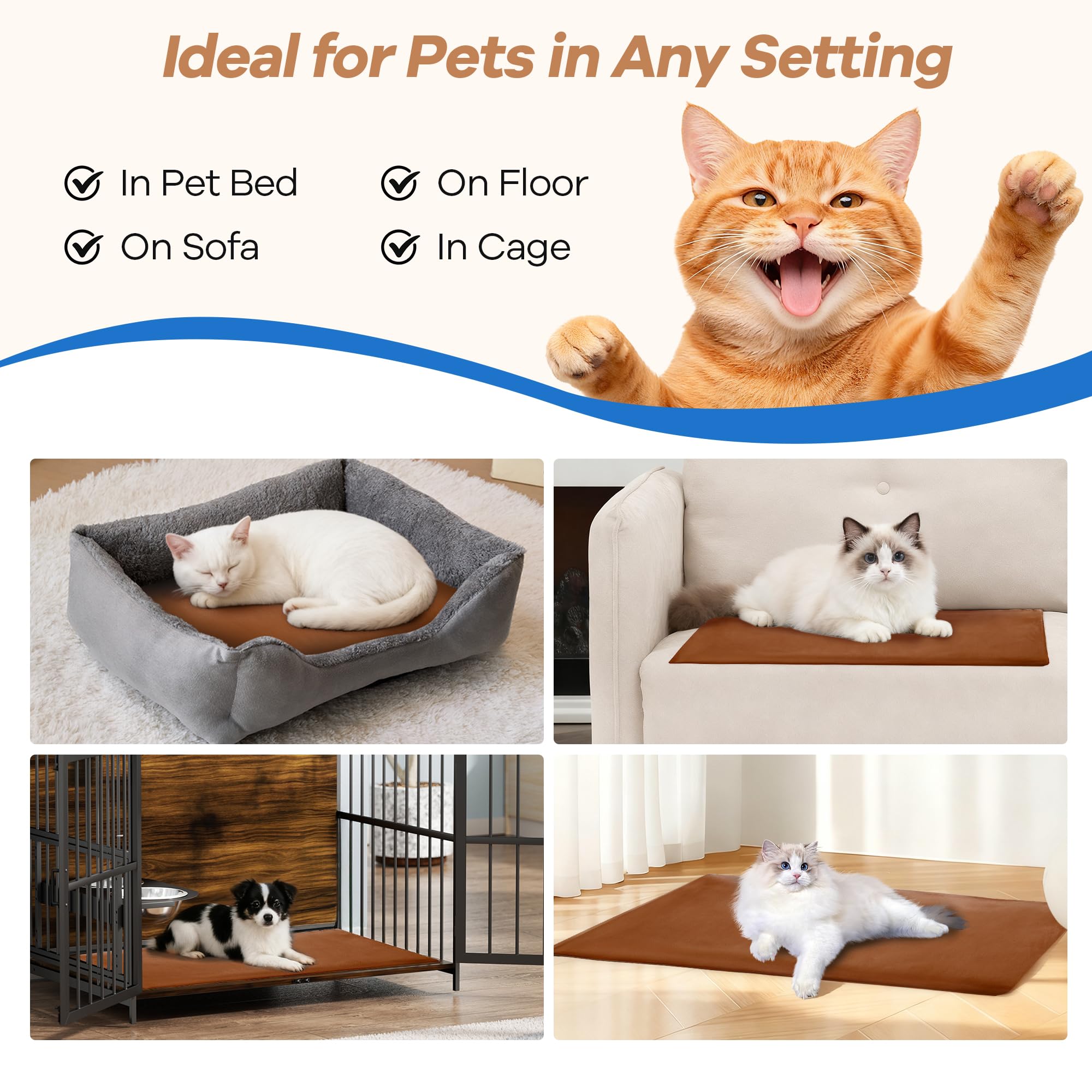 Ortri self-warming mat showing preset temperatures for pet comfort
