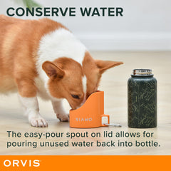 Orvis stainless steel bottle keeps water at a consistent temperature.
