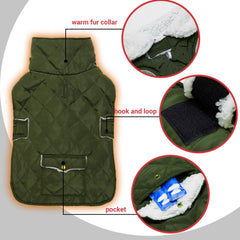 ORZECHKO dog winter coat back-pocket provides space for waste bags and snacks.