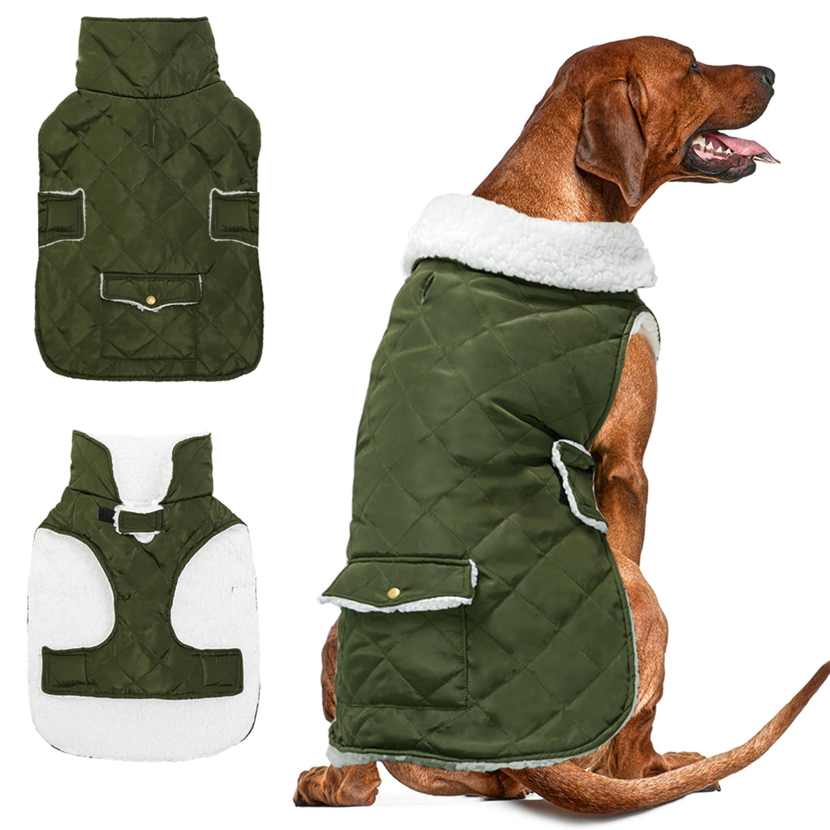ORZECHKO dog winter coat windproof snow keeps dogs warm during windy, snowy walks.