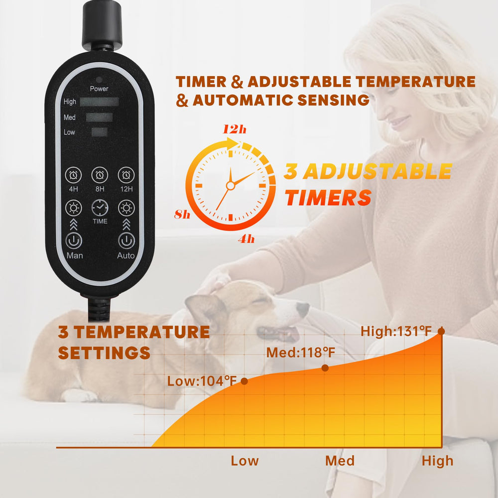 Orznez heating pad temperature control with three settings for comfort